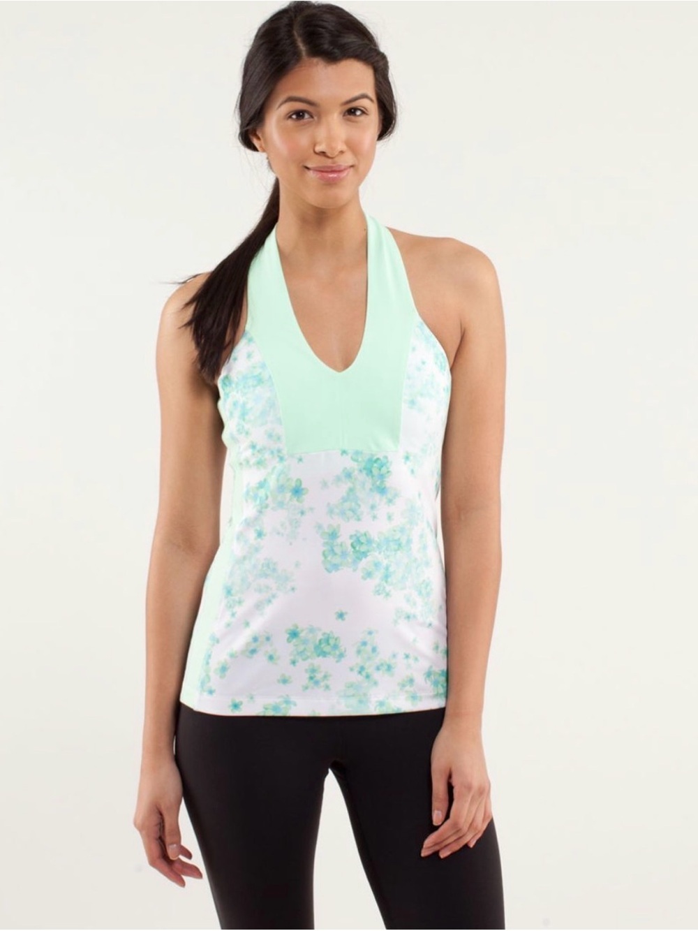 LULULEMON Open Soul Tank in Frangipani Very Green / Fresh Teal | W1C19S
